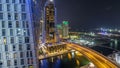 JBR and Dubai marina aerial night timelapse