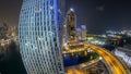 JBR and Dubai marina aerial night timelapse