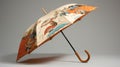 Jc Leyendecker-inspired Cartoon Umbrella With Japanese Folklore Design