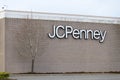 JCPenny sign in white on large brick wall at Bellis Fair Mall Bellingham Royalty Free Stock Photo