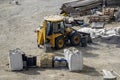 The JCB all-wheel drive backhoe loader on construction site