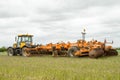 JCB fastrac tractor with cultipress simba solo 600 Royalty Free Stock Photo