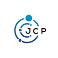 JCP letter technology logo design on white background. JCP creative initials letter IT logo concept. JCP letter design Royalty Free Stock Photo