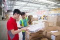 JD.com staff receiving incoming goods Royalty Free Stock Photo