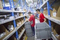 JD.com staff receiving incoming goods Royalty Free Stock Photo