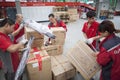 JD.com staff sorting packages Royalty Free Stock Photo