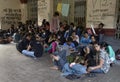 JDU student sit-in in front of VC office.