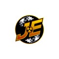 JE Logo Monogram ESport Gaming with Gas Shape Design
