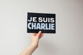 Je Suis Charlie sign in woman's hand Royalty Free Stock Photo