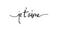 Je t\'aime card. Hand drawn positive quote. Modern brush calligraphy. Isolated on white background