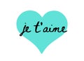Je t`aime - I love you in french card illustration