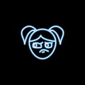 jealous girl face icon in neon style. One of emotions collection icon can be used for UI, UX