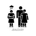 Jealousy black glyph icon