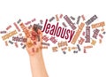 Jealousy word cloud and hand with marker concept Royalty Free Stock Photo