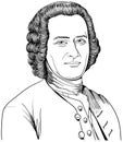 Jean Jacques Rousseau portrait in line art illustration, vector