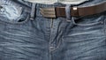 Jean pant with leather belt Royalty Free Stock Photo
