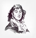 Jean-Paul Marat vector sketch illustration famous Royalty Free Stock Photo