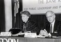 Jeane Kirkpatrick and Shlomo Avineri at Tel Aviv University in 1987 Royalty Free Stock Photo