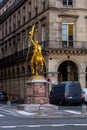 Jeanne d`Arc is an 1874 French gilded bronze equestrian sculpture of Joan of Arc in Paris, France Royalty Free Stock Photo