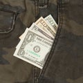 Jeans with american four different dollar bills Royalty Free Stock Photo