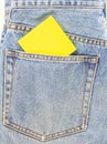 Jeans back pocket with blank paper note Royalty Free Stock Photo