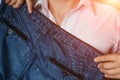 Jeans back side close-up Modern Urban Lifestyle, Casual Style Clothing Fashion Concept, Designed Item Royalty Free Stock Photo
