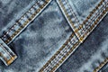 Denim fabric with seams close-up