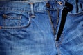 Jeans background, denim with fashion designed pocket. Royalty Free Stock Photo