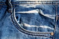 Jeans background, denim with fashion designed pocket. Royalty Free Stock Photo