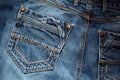 Jeans background, denim with fashion designed pocket. Royalty Free Stock Photo