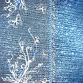 Jeans background with lace frame Royalty Free Stock Photo