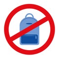 Jeans backpack prohibition icon sign on white background