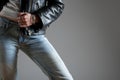 Jeans and black leather Royalty Free Stock Photo