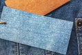 Jeans with blank paper price tag Royalty Free Stock Photo