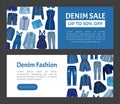 Jeans Blue Denim Clothes Banner Design Vector Template