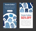 Jeans Blue Denim Clothes Banner Design Vector Template