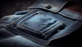 Jeans' close up denim pocket with metal zipper ,generative AI
