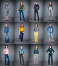 Jeans collection lady's clothes Royalty Free Stock Photo