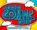 Jeans comics font. Denim alphabet in pop art style Royalty Free Stock Photo