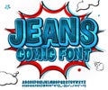 Jeans comics font. Denim alphabet in pop art style Royalty Free Stock Photo