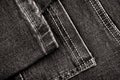 Jeans. Element of blue jeans. Sewing stitch close up