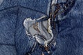 Jeans fabric with fissure Royalty Free Stock Photo