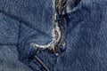 Jeans fabric with fissure Royalty Free Stock Photo