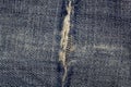 Jeans fabric with fissure Royalty Free Stock Photo