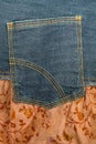 Jeans fabric rear pocket