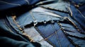 Jeans featuring artistic stitching on patches Royalty Free Stock Photo