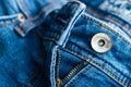 Jeans front with zipper open. Bright blue denim fabric texture background Royalty Free Stock Photo