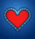 Jeans heart frame with polka dots