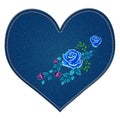 Jeans Heart with Rose Embroidery Royalty Free Stock Photo