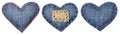 Jeans Heart Shape Patch Object Stitches Seam, Valentines Day